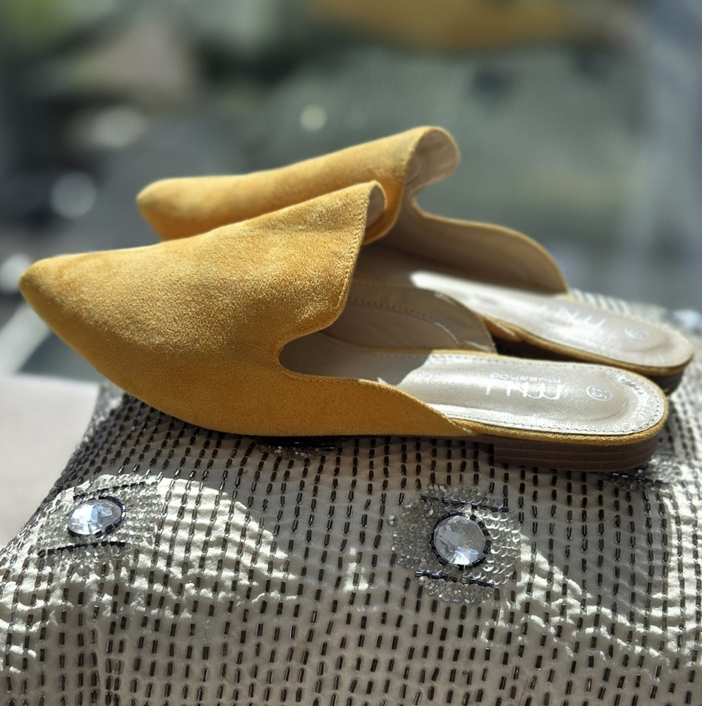 Yellow Suede Mules